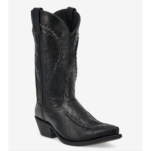 Laredo Men's Laramie Snip Toe Western Boots Black Leather Size 8.5 Lightly Worn